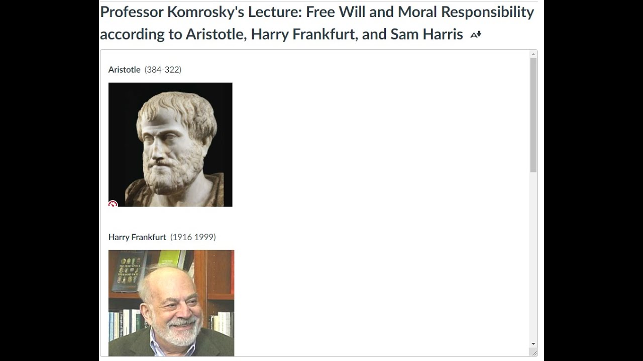Free Will and Moral Responsibility According to Aristotle, Harry ...