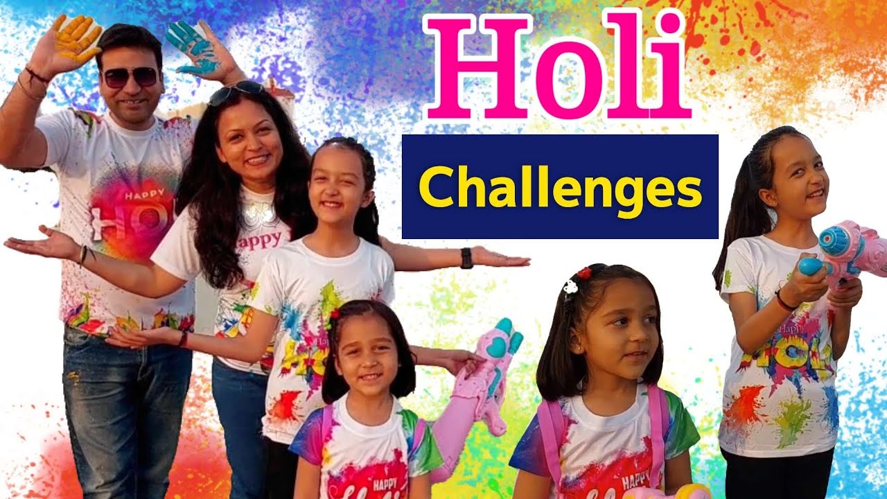HOLI Challenges 🔫💦🎨🤩 | HAPPY HOLI 2024 | Aayu and Vanu