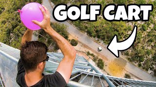 DODGING WATER BALLOONS in GOLF CART from 45m!...