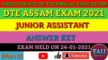 Answer key of dte junior assistant exam 2021
