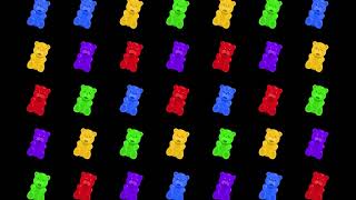 🐻 Gummy Bears 🟡🟣🔵🟢🔴 Swinging on a Black Background - Gummibär Sleep Video