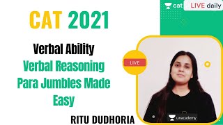 Verbal Reasoning Para Jumbles Made Easy l Unacademy CAT l CAT 2021 l Ritu Dudhoria