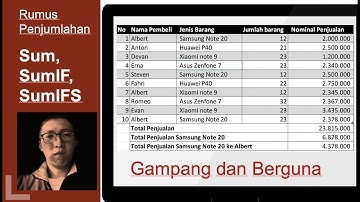 Belajar cepat rumus penjumlahan Sum SumIF SumIFS beberapa kriteria data pada Excel