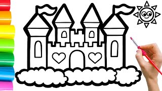 How To Draw Castle In The Clouds For Children