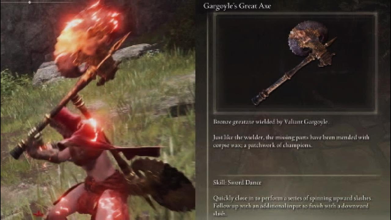 Elden Ring Gargoyle's Great Axe Move Set Demonstration YouTube