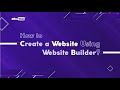 How to create a website using website builder  milesweb