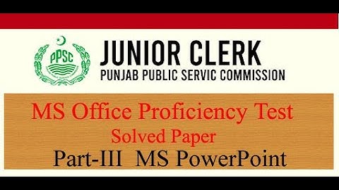 junior clerk Proficiency Solved paper MS PowerPoint part-III held in 2019