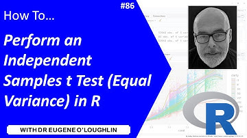 How To... Perform an Independent Samples (Equal Variance) t Test in R #86