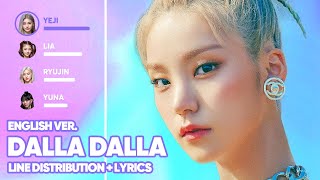 ITZY - DALLA DALLA English Ver. (Line Distribution + Lyrics Color Coded) PATREON REQUESTED