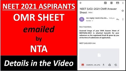 OMR Sheet Emailed by NTA to NEET 2021 Aspirants (EVERYONE NOT RECEIVED) - Links in Video Description