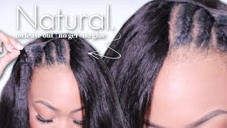 NO LEAVE OUT V PART WIG INSTALL | CROCHET METHOD UPART WIG | NATURAL HAIR