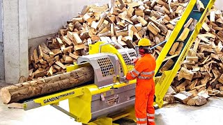 Fastest biggest firewood processing machine technology - Amazing modern wood cutting machine working