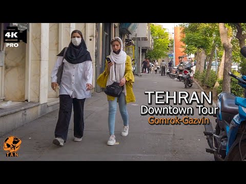 Iran walking Tour on Gazvin Sq to Gomrok Sq Downtown Tehran 2022 Iran walk 4k