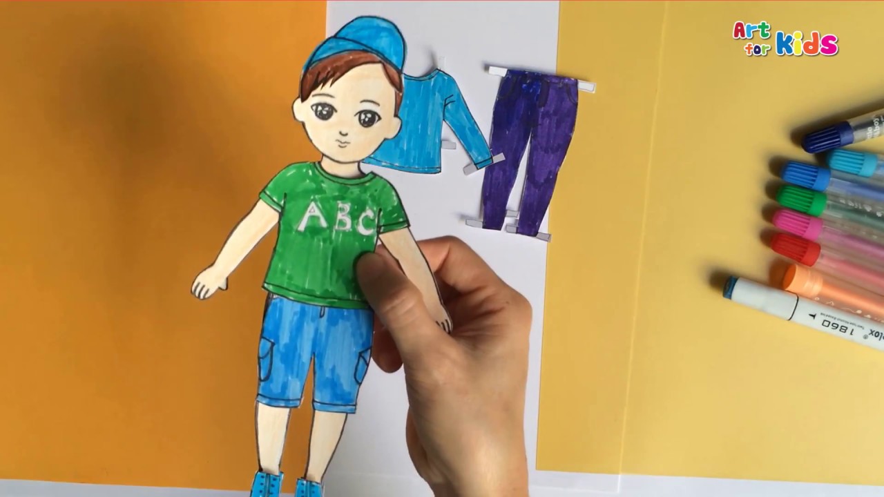 How to make paper doll boy | How to draw clothes for doll with paper | Art  for kids - YouTube