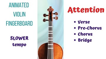ATTENTION 🎧 Charlie Puth —Violin Tutorial | LIVE Violin | Animated Violin FINGERBOARD | SLOWER Tempo