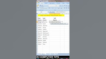 Concatenate function II Excel Trick & Tips #short #ytshorts    #youtubeshorts  #youtubevideo  #viral