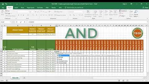 TECH 005   Create a quick and simple Time Line Gantt Chart in Excel