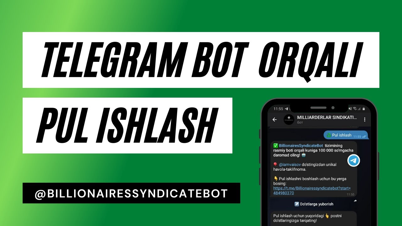 Telegram bot orqali internetda pul ishlash - YouTube