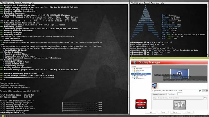 Arch Linux Installation Part 5 - Proprietary Video Drivers and Etc. - May 24, 2012