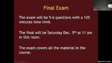 CHEM 3330 Zoom Lecture - 10/2 - Final Exam Review