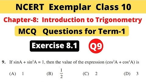 NCERT Exemplar Class 10 Maths | Chapter 8 Introduction to trigonometry | Exercise 8.1 | Question 9