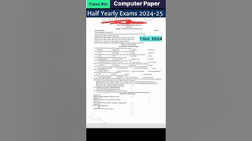 Class 9th Computer Paper Term 1 | Half yearly exam 2024-25 | #computer #9thsamplepaper #trending