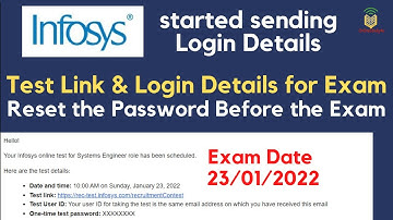 Infosys Sent Exam Link & Password | Infosys Password Reset Important | Login Credentials