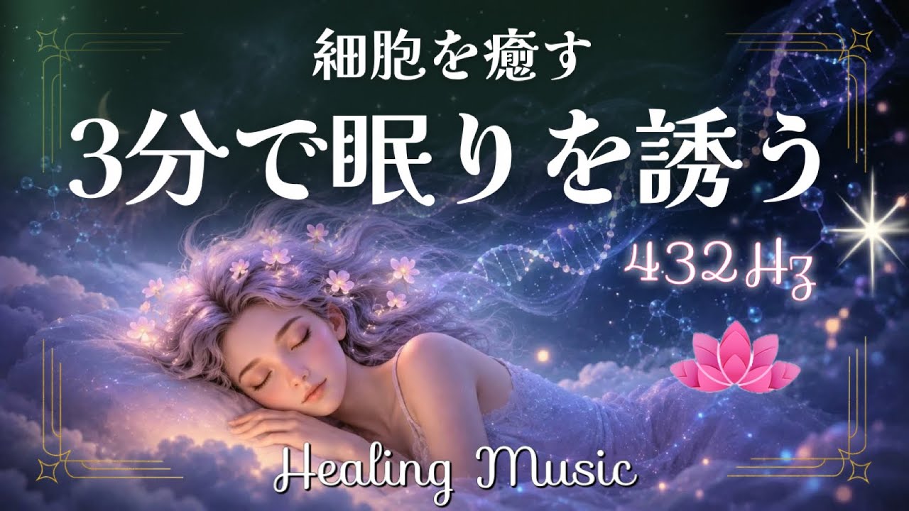 癒しBGM】432Hz＋ブラウンノイズ｜3分で眠りを誘う｜細胞を癒す睡眠BGM