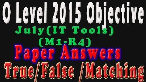 O Level Doeacc/Nielit It Tools& Business  Paper 2015 July Solve Question M1-R4 Objection Type