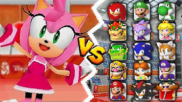 Amy vs All Characters (Fencing) - Mario & Sonic at the Olympic Games [DS]