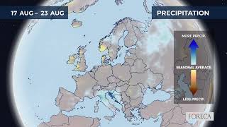 Monthly precipitation forecast for Europe 4/8/2026
