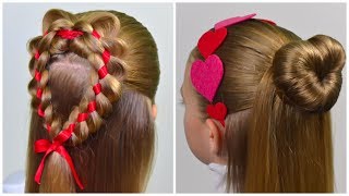 2 Beautiful Hairstyles with Hearts ❤ Valentines Day Hairstyle ❤ Easy hairstyles for girls #66 2 Beautiful Hairstyles with Hearts ❤ Valentines Day Hairstyle ❤ Easy hairstyles for girls #66