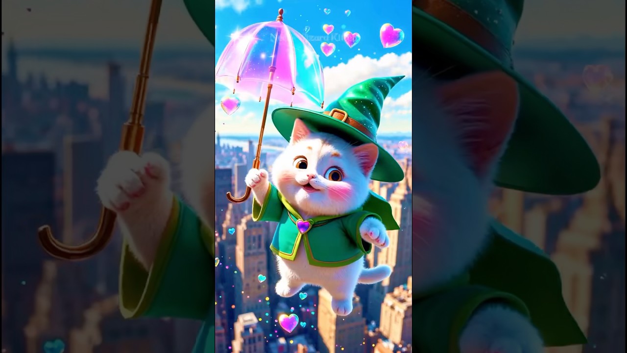Meow's Magic Turns Rain into Beautiful Heart Bubbles! #cats #kitten #meow #shorts #bubbles