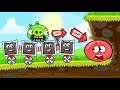 КВАДРАТЫ НАПАЛИ НА МАШИНАХ В BAD PIGGIES в игре красный шарик   про New Red Ball 4