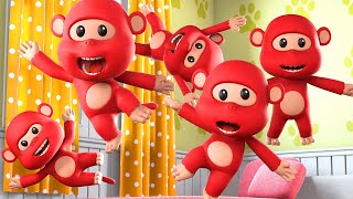Five Little Monkeys Jumping On The Bed Nursery Rhyme - Ultra HD 4K - rhymes and baby songs for kids
