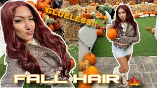 REDDISH BROWN GLUELESS HAIR FOR FALL!!🍁 WIG INSTALL FT ASHIMARY