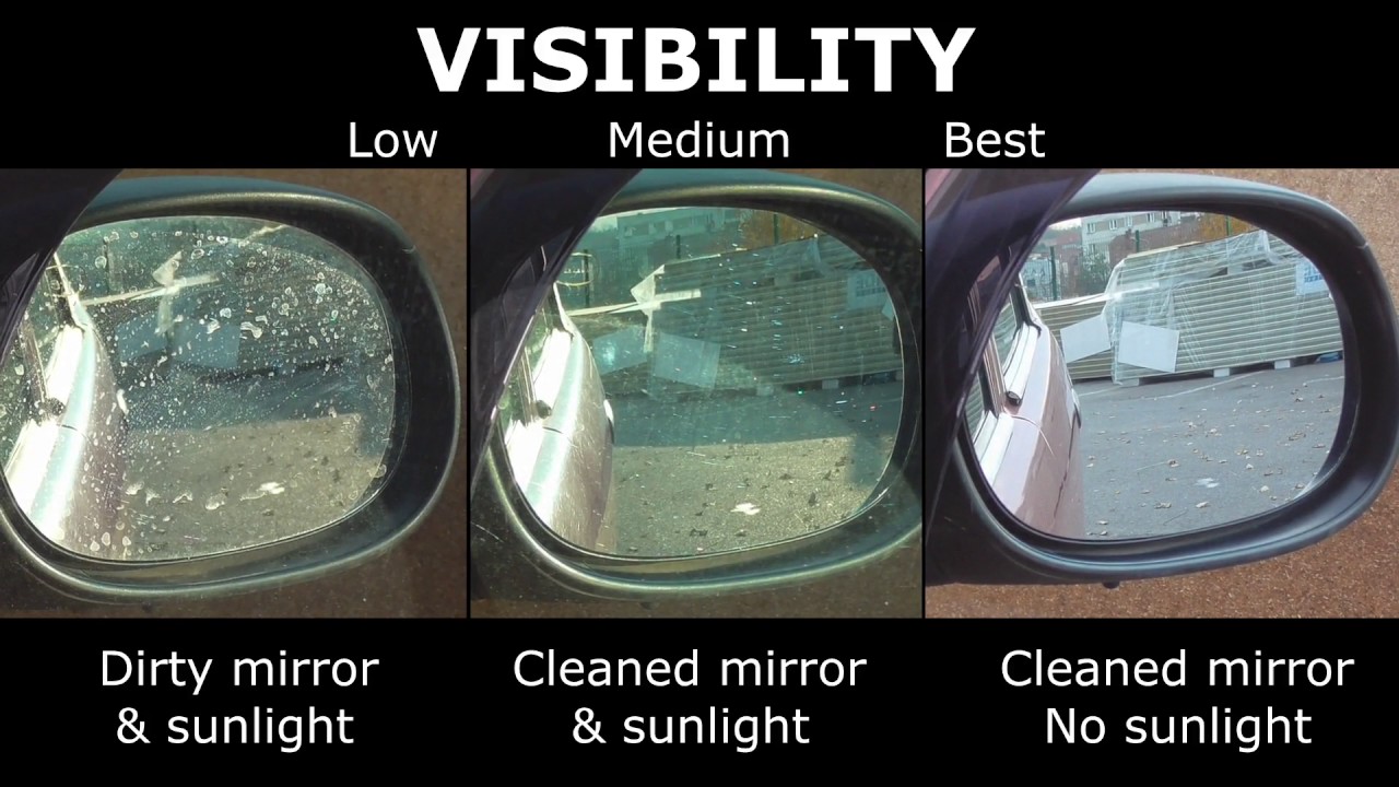 Rear-view mirror visibility (Dirty, Clean, Sunlight) - YouTube