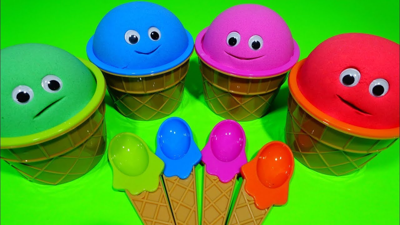 4 Colors Play Doh Ice Cream Cups Learn Numbers Nursery Rhymes Toys Chupa Kinder Surprise Toys Eggs