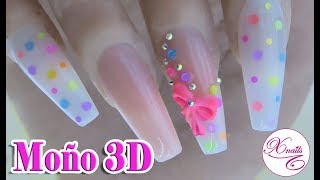 Uñas Acrilicas con Moño 3D y Confetis Encapsulados / Xnails - thptnganamst.edu.vn