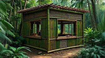 Man Built an Amazing Bamboo Shelter in the Jungle / Start to Finish / @adventuresakahayang