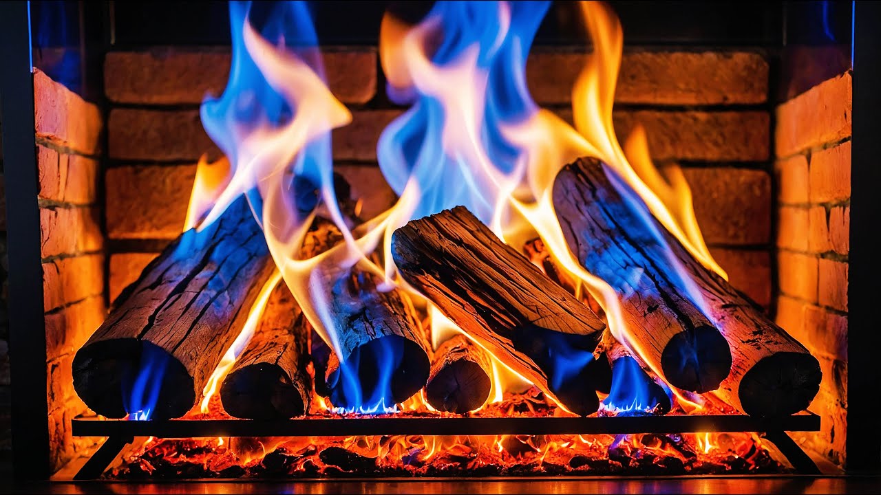 Feel the Cozy Heat! Stylish Fireplace with Lifelike Logs & Blue-Orange Color-Changing Flames