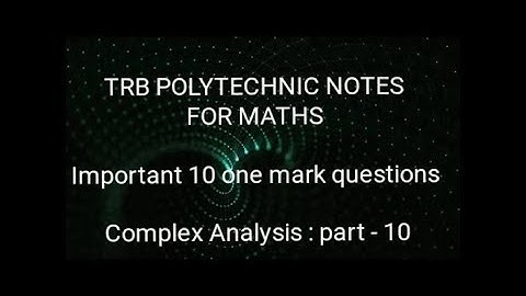 TRB POLYTECHNIC NOTES FOR MATHS : Important one mark questions