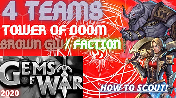 4 Teams plus how to scout | Gems of War Event Guide | Tower of Doom, Faction & Brown Guild wars