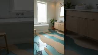 Luxury Ocean-Inspired Epoxy Bathroom Floor – 3D Beach Wave Design ❄️✨