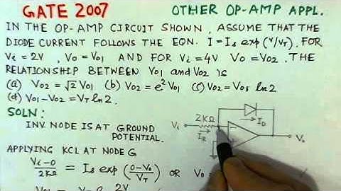 Video Solution To GATE ECE- 2007 Problem -Op Amp Log. Amplifier