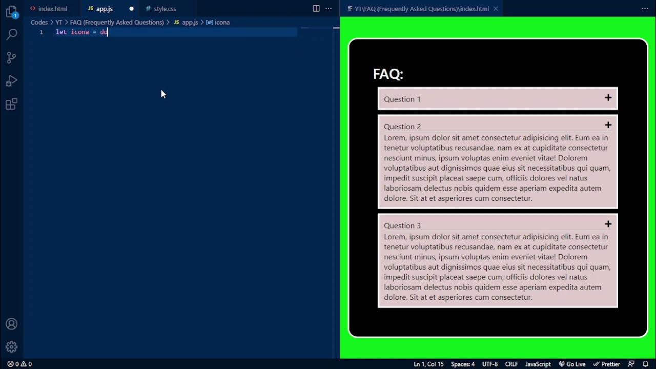 How To Make A FAQ Page Using HTML CSS & JS||Np Codes ||2021 - YouTube