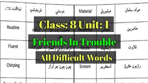 English Class 8: Lesson.1 ||Friends in trouble || Difficult words || Sindh textbook board.