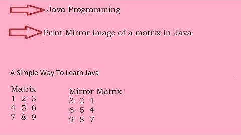 Print Mirror Image Of A Matrix In Java (Hindi)
