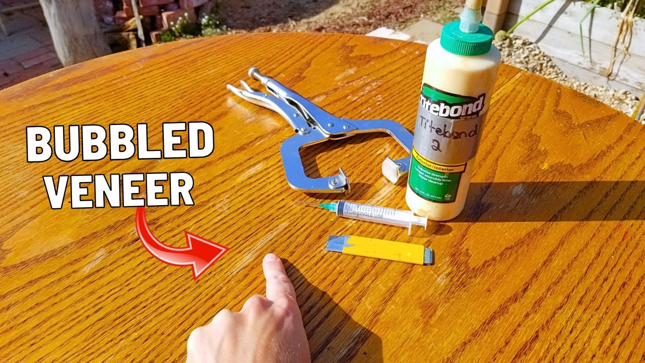 wood glue injection under veneer bubble repair