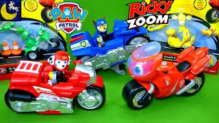 LOTS Of Motorcycle Toys! Paw Patrol and Ricky Zoom Moto Pups Wild Cat Toy Collection Videos for Kids